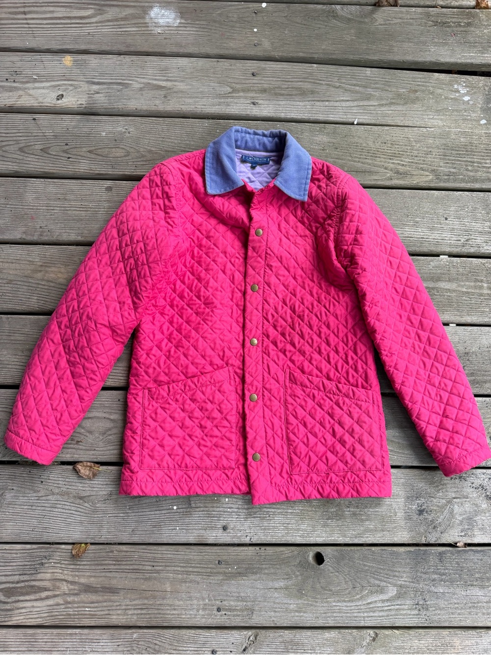 Girls Quilted Hot Pink Utility Jacket with Contrast Collar